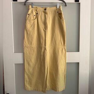 Vintage Express Butter Yellow Midi Skirt